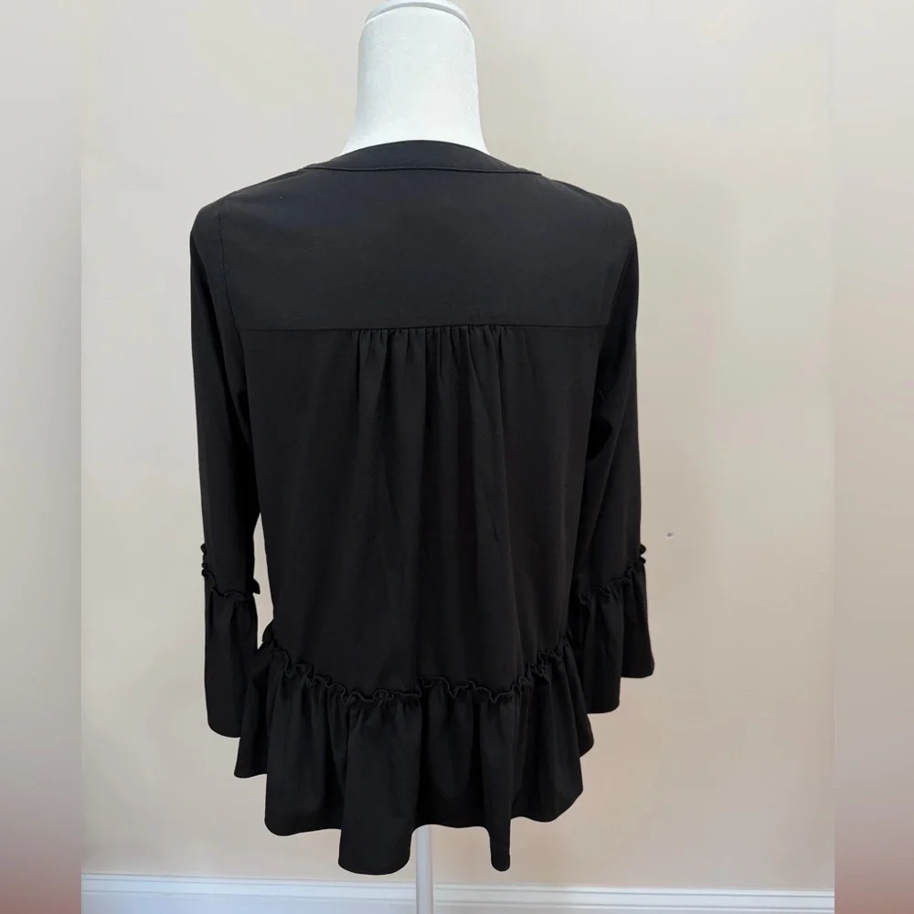 Tuckernuck Pomander Place Black Long Sleeve V Neck Kenzo Top Sz. S - Picture 5 of 6